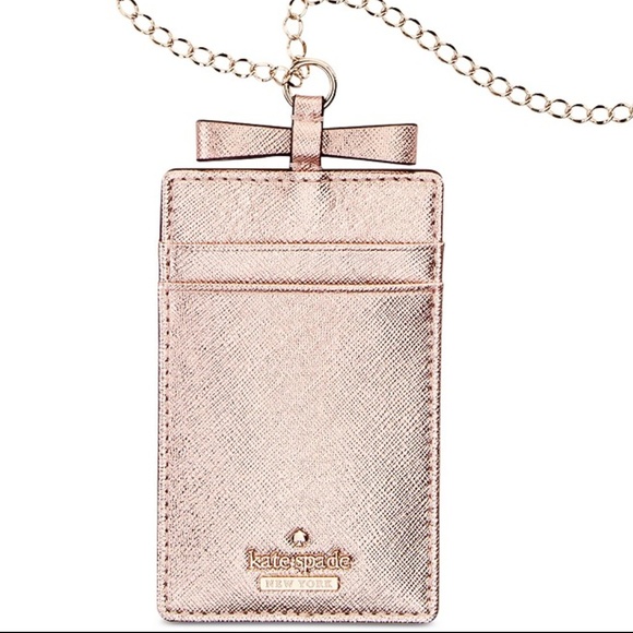 kate spade Accessories - New Kate Spade Leather ID Lanyard Rose Gold Chain